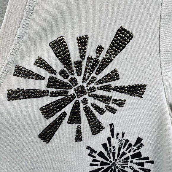 Zenergy Chicos Womens Top 0 Small Tan Embellished Short Sleeve Pullover Shirt - Picture 3 of 10